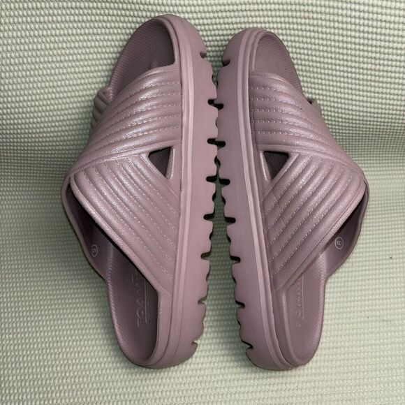 Skechers Foamies Platform Sandals Slides Women’s Size 9 Purple Glitter - Picture 5 of 8